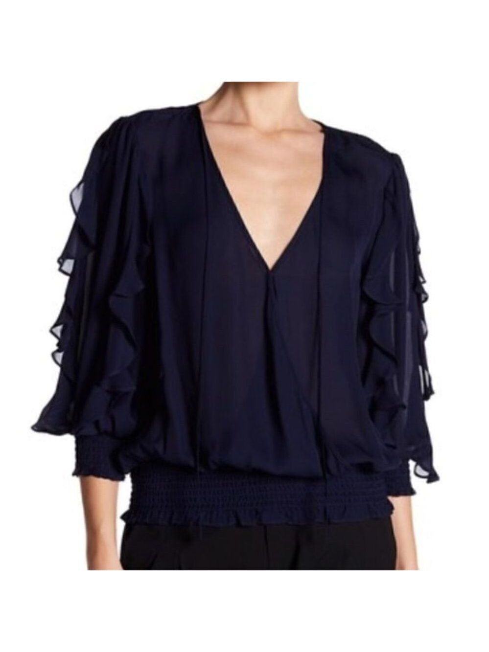 Nwt Parker | Larah Silk Georgette Blouse in Raven